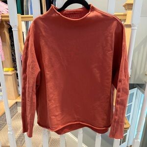 Frank & Eileen Terracotta Long Sleeve Funnel Neck Top